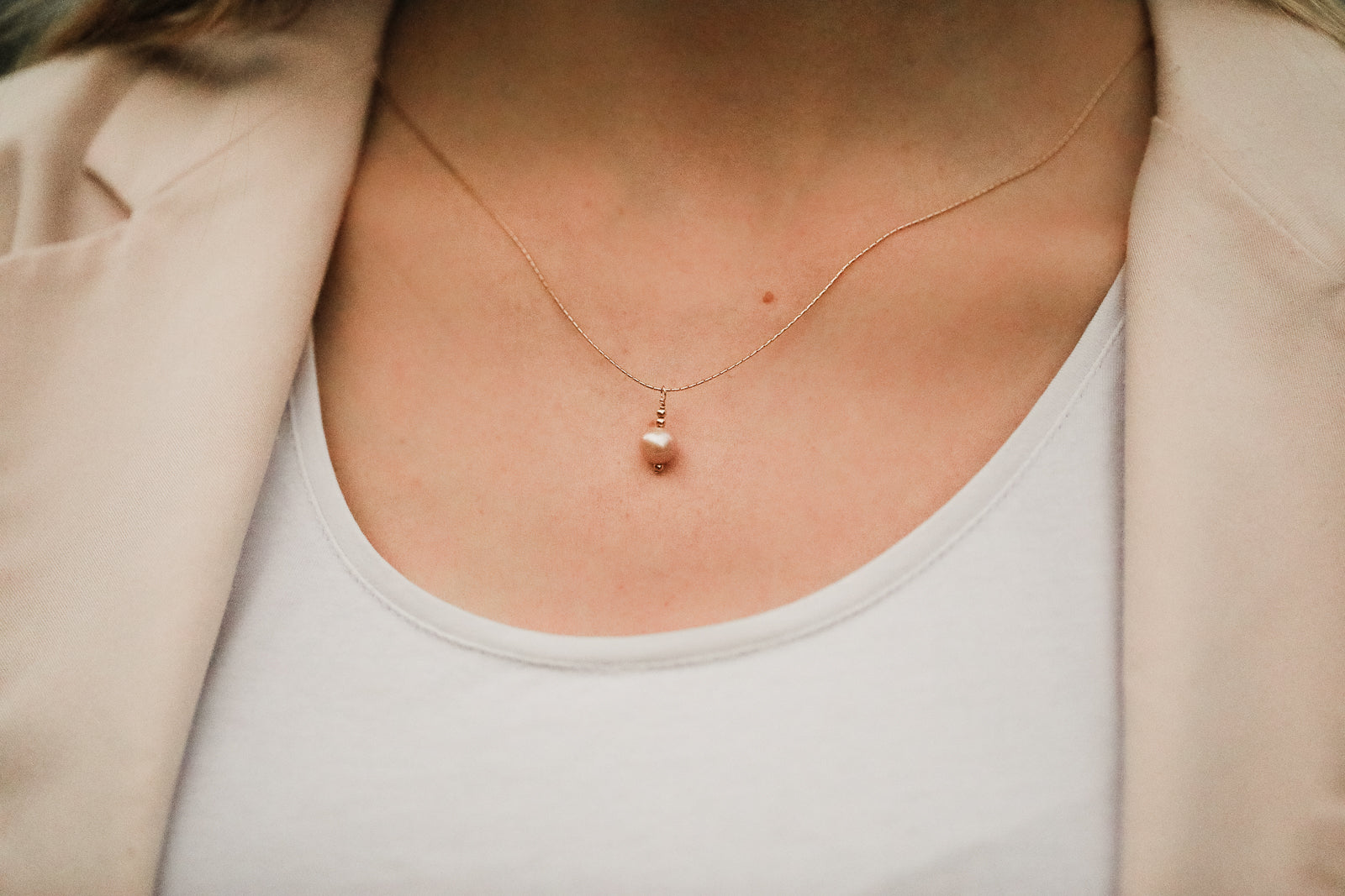 Natural Pink Pearl Drop Necklace