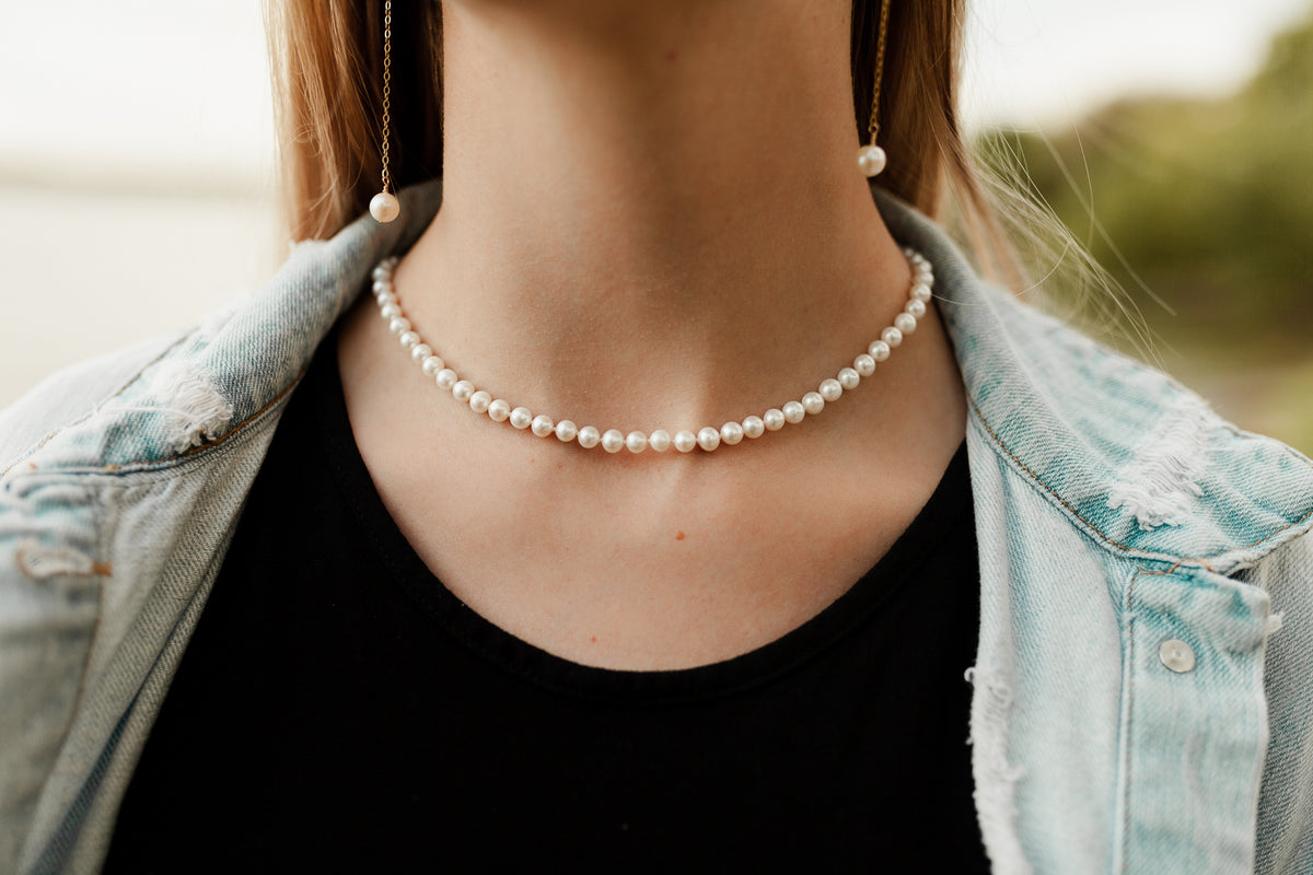 Small Pearl Necklace: Purity Pearls 5-6mm Full Strand Pearl 
