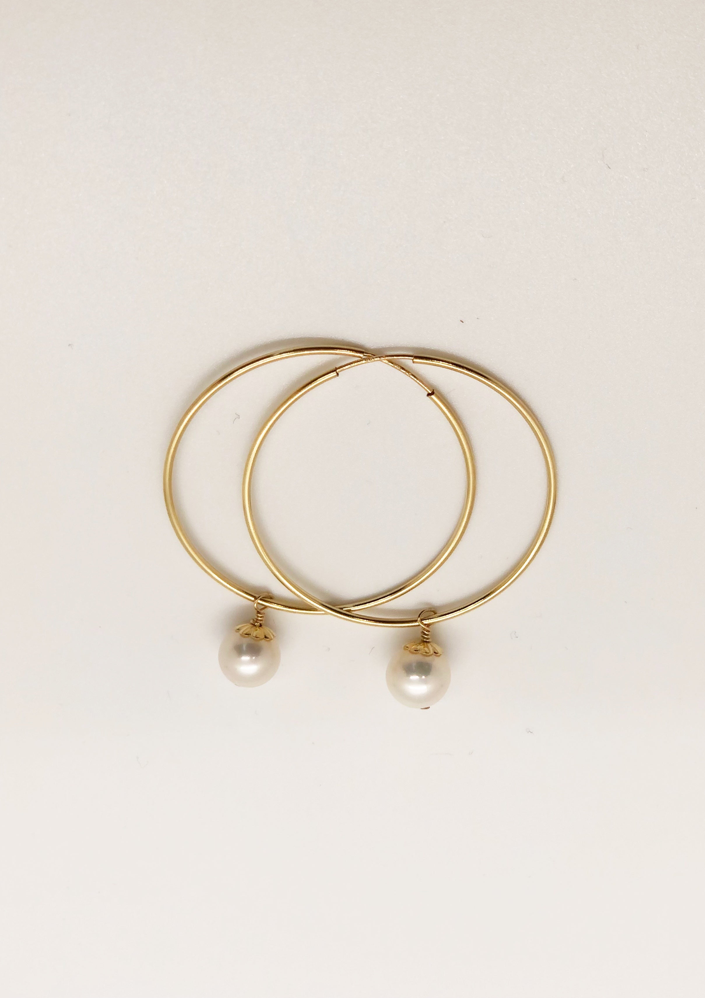 Pearl Drop Endless Hoop Earrings