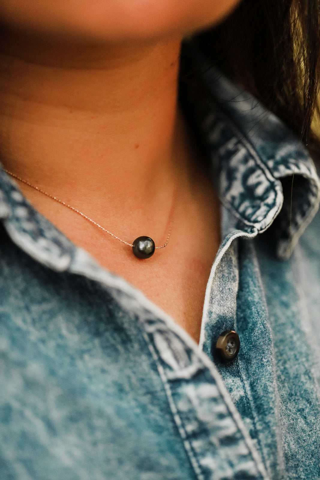 Floating Black Pearl Necklace