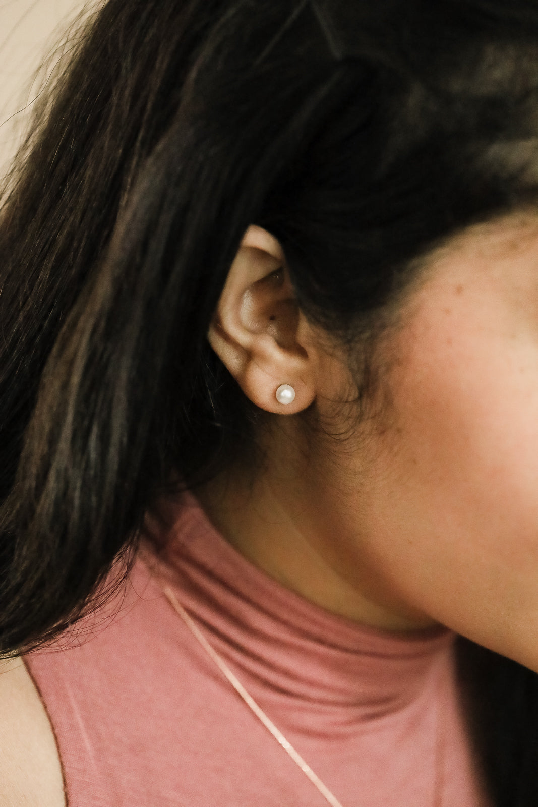Round Pearl Stud Earrings